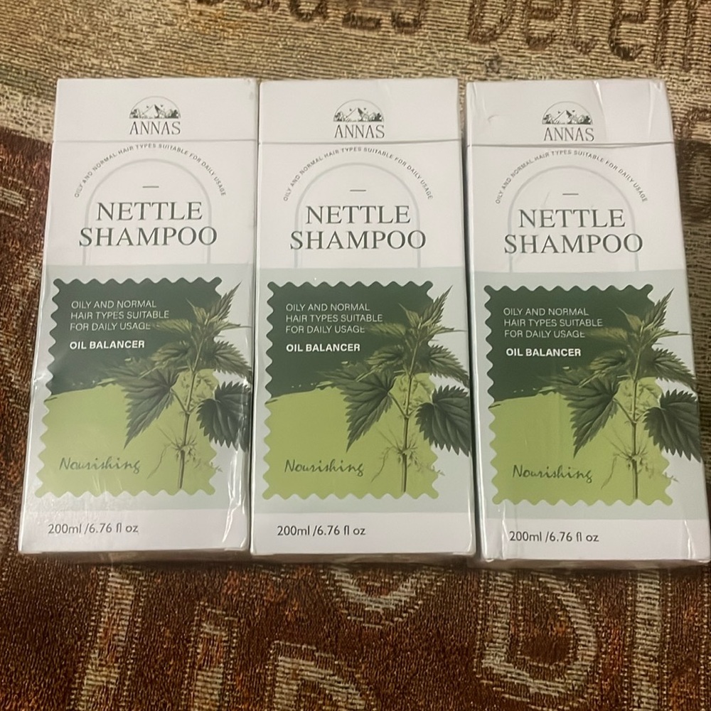 Lot of 3 6.76oz Bottles Anna’s NETTLE SHAMPOO Oily/Normal Hair Oil Balancer